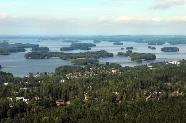 Vue Puijotower Aux Lacs Autour Kuopio Finlande Par Une Belle — Photo