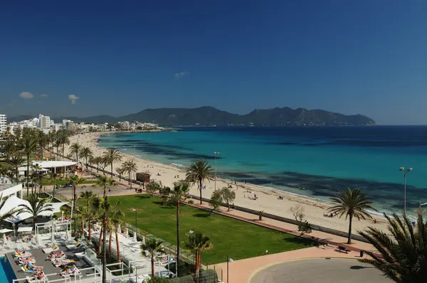 View Beach Cala Millor Mallorca Wonderful Sunny Spring Day Clear Stock Picture