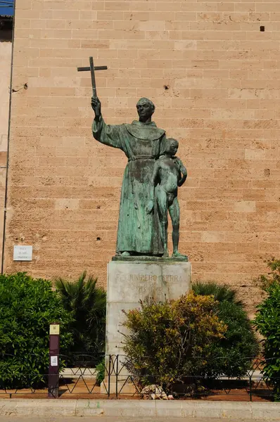 Staty Broder Junipero Serra Palma Mallorca Underbar Solig Vår Europa Stockbild