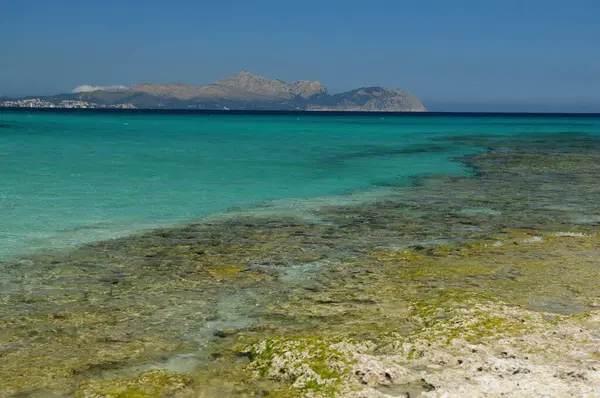 Vacker Havsutsikt Med Turkost Vatten Stranden San Baulo Mallorca Underbar Stockbild