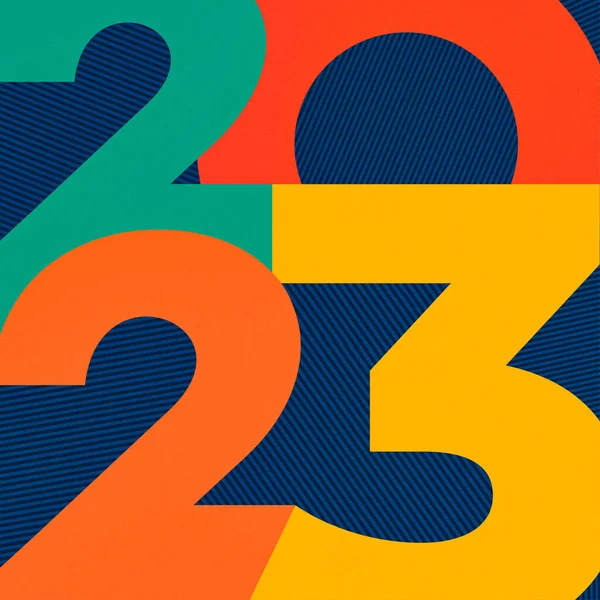 2023 Šťastný Nový Rok Gratuluji Klasický Logotyp Grafická Barevná Šablona — Stock fotografie
