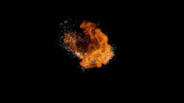 Renklerin sihirli karışımı. Suyun içindeki ipeksi mürekkep bulutu siyah arkaplanda izole edilmiş.