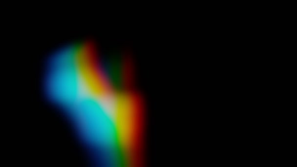Prism Rainbow Světelné Světlice Překrytí Černém Pozadí — Stock video