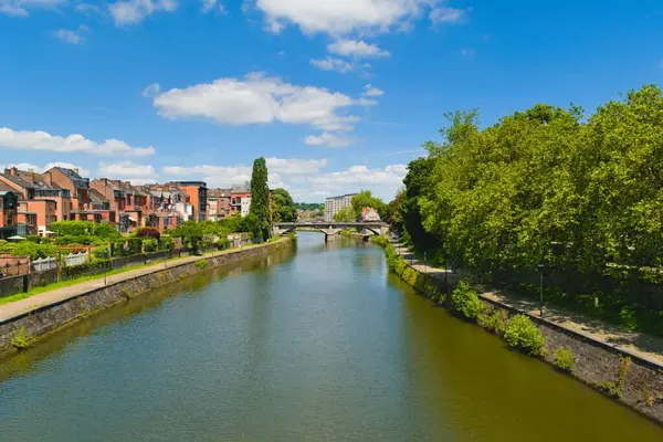 stock image Picturesque view of a bridge over the Sambre river in Namur, Belgium.