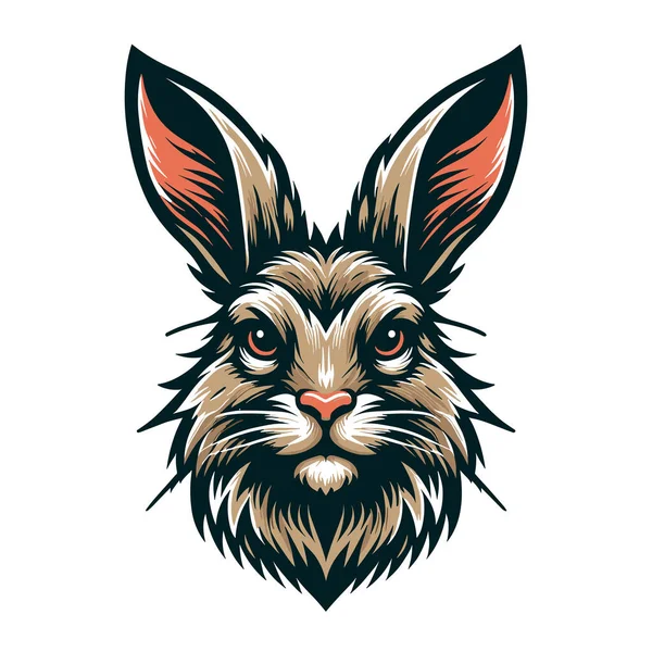 Realistic wild animal hare rabbit head face design vector, zoology illustration, wild forest bunny flat design template isolated on white background