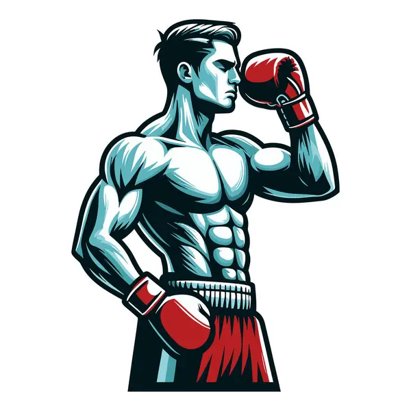 Man boxing boxer athlete half body vector design illustration, sport fighter, box combat, Boxer fighting in gloves, punching with fist design template isolated on white background