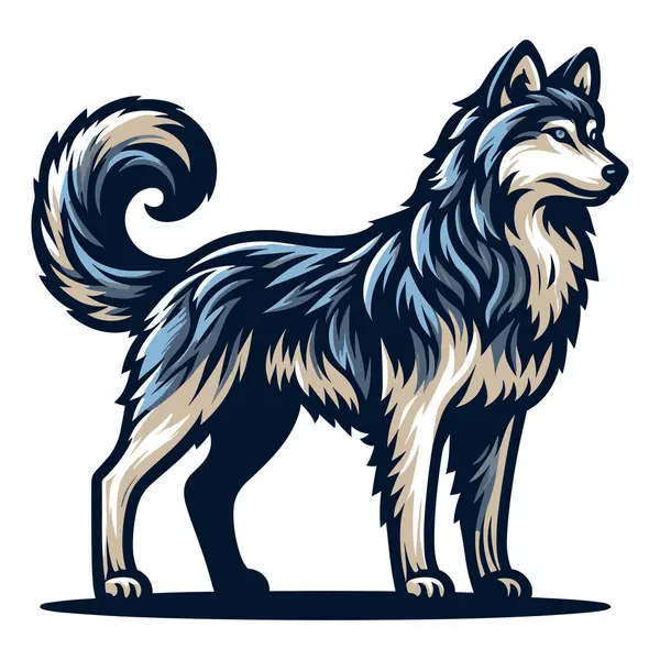 Wild Wolf Dog Full Body Design Vector Illustration Animal Wildlife Stock Illustration