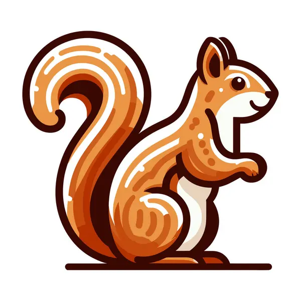 Cute Squirrel Full Body Character Vector Illustration Fluffy Adorable Squirrel Stock Illustration
