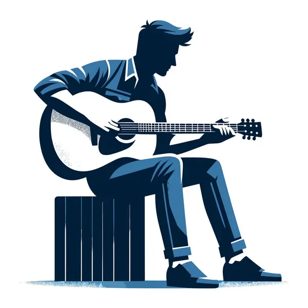 Musician Man Playing Guitar Acoustic Vector Illustration Male Guitarist Performing Royalty Free Stock Vectors