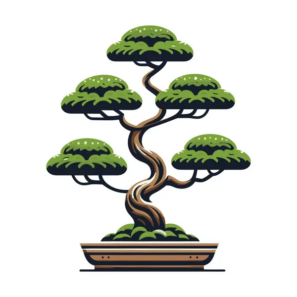 Bonsai Tree Vector Illustration Aesthetic Japanese Chinese Traditional Culture Bonsai Stock Vector