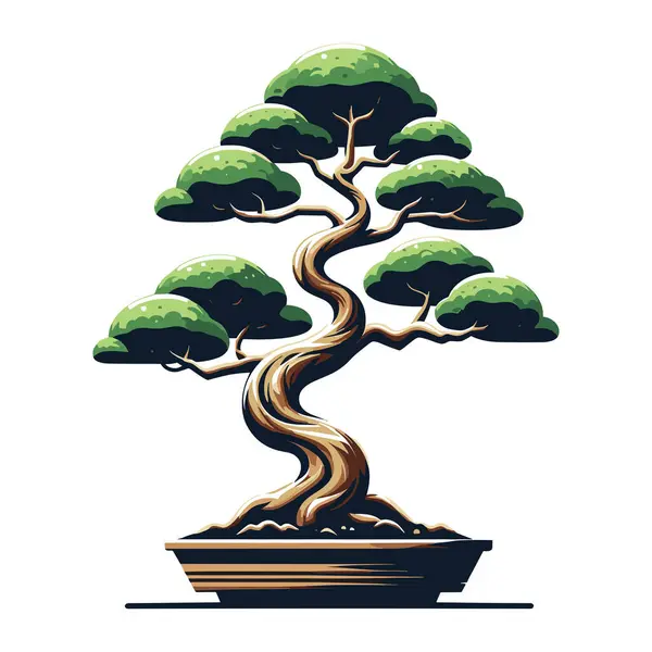 Bonsai Tree Vector Illustration Aesthetic Japanese Chinese Traditional Culture Bonsai Vector Graphics
