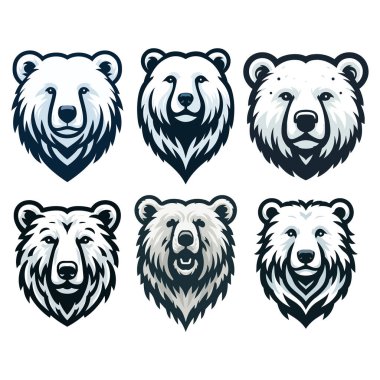 Vahşi kutup ayısı baş vektör çizimi, kutup kuzey kutbu hayvan simgesi, zooloji element çizimi, beyaz arkaplanda izole tasarım şablonu 