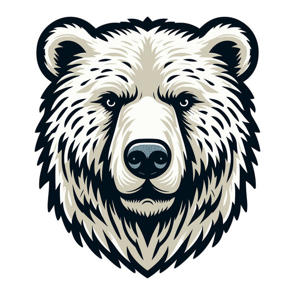 Wild polar bear head face vector illustration, arctic north pole animal icon, zoology element illustration, design template isolated on white background 
