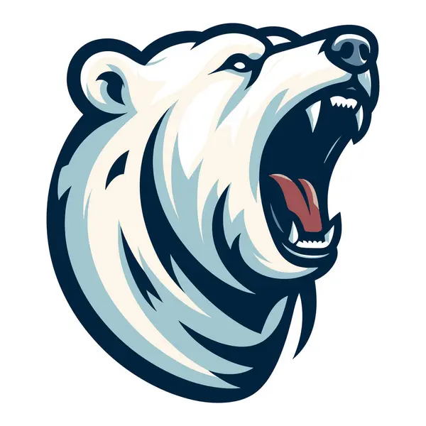 Wild Roaring Polar Bear Head Face Design Illustration Zoology Element — Stock Vector