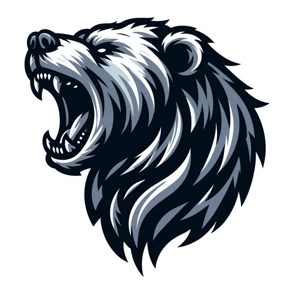 Roaring Grizzly Bear Head Face Design Illustration Animal Predator Zoology — Stock Vector