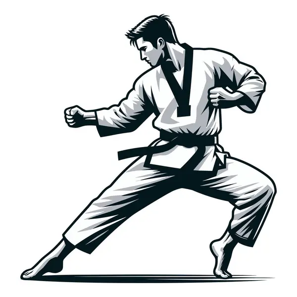 Man Taekwondo Idrottare Hela Kroppen Vektor Illustration Manliga Taekwondo Kampsport — Stock vektor