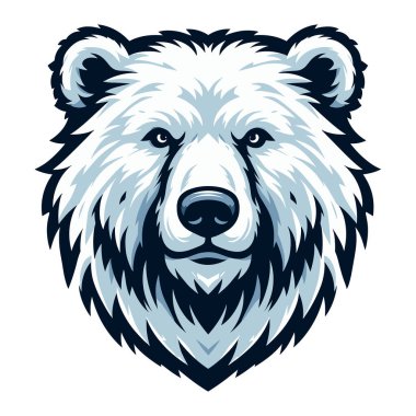 Vahşi kutup ayısı baş vektör çizimi, kutup kuzey kutbu hayvan simgesi, zooloji element çizimi, beyaz arkaplanda izole tasarım şablonu 