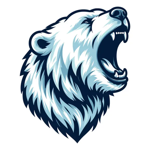 Wild Roaring Polar Bear Head Face Vector Illustration Arctic North — Stock Vector