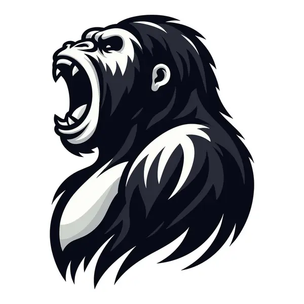 Vild Arg Gorilla Huvud Ansikte Vektor Illustration Primat Djur Zoologi Stockillustration