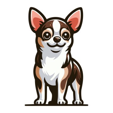 Şirin chihuahua köpeği tüm vücut vektör illüstrasyonu, komik sevimli hayvan, beyaz arka planda izole edilmiş safkan chihuahua köpek tasarımı şablonu