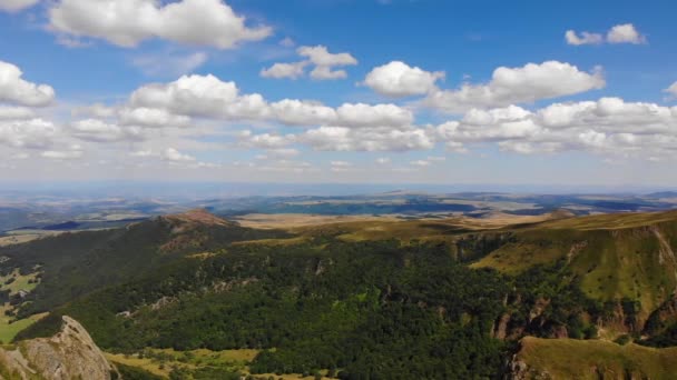 Letecké Záběry Massif Central Mountains Úžasný Výhled Chane Des Puys — Stock video