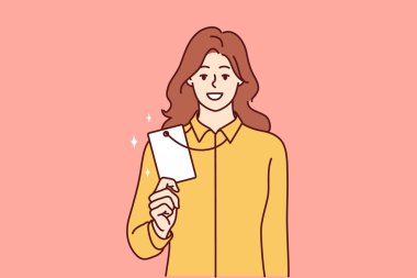 Başarılı kadın boynunda asılı rozet ya da kimlik kartı gösteriyor ve kısıtlı ofis alanına erişim sağlıyor. Şirket çalışanlarını tespit etmek için tasarlanmış şirket çalışanı bir kız. 