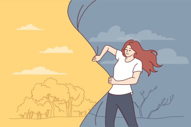 Kadın dünyayı daha iyi bir yer yapmaya çalışıyor ve cehennemin perdesini kaldırarak daha iyi bir hayata ulaşmaya çalışıyor. Karanlığa karşı mücadele eden cesur kız konsepti geliştirmek ya da çevreyi korumak için çabalıyor.