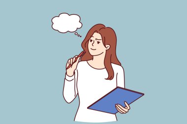 Panosu olan düşünceli bir kız yıl için plan yapar ya da markete gitmek için kontrol listesi yapar. Genç kız ilham perisi beklentisiyle kafasını kaldırır ve kurgusal bir hikaye yazma ya da oyun oynama fikriyle gelir.. 