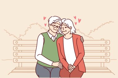 Birbirini seven yaşlı bir çift parkta bankta oturur ve mutlu aile hayatının tadını çıkarır. Emeklilikten zevk alan ve kucaklaşan yaşlı kadın ve erkek arasındaki ilişki..