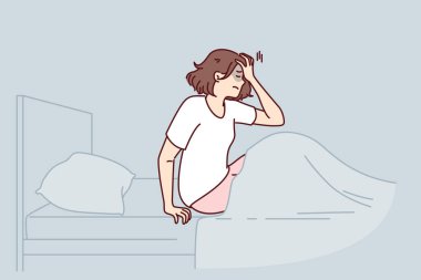 Kadın kâbusla uyandı ve yatakta başını tutup oturdu. Uyku haplarına ya da psikolojik desteğe ihtiyacı vardı. Korkunç rüyalardan muzdarip kızda uykusuzluk ve baş ağrısı yarattı.