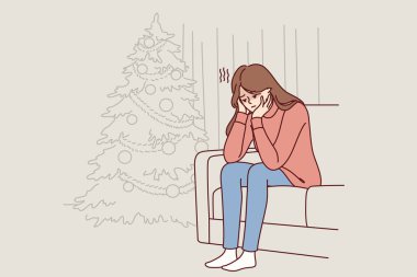 Noel ağacının yanındaki kanepede oturan kadın yalnızlık ve yeni yıl tatili boyunca arkadaş eksikliği yüzünden üzgün. Psikolojik desteğe ihtiyacı olan kızda Noel melankolisi