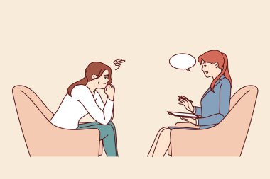 Kadın psikoloğa akıl hastalıklarından kurtulmak için danışmanlık yapıyor, karşı koltukta oturuyor. Başarısız romantik ilişkiden kaynaklanan depresyonlu bir kız psikologla görüşüyor.