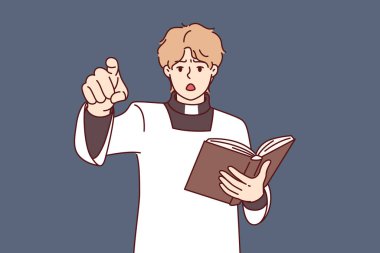 İncil 'i olan Katolik bir rahip vaaz okur ve günahların tehlikelerinden bahsederek ekranı işaret eder. Beyaz cüppeli rahip şok içinde ağzını açar, Eski Ahit 'in talimatlarına uymak için çağırır.