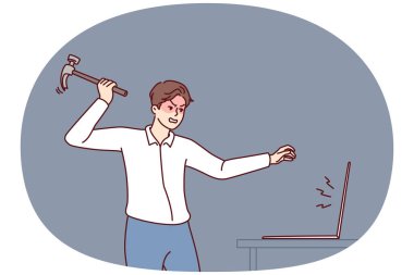 Saldırgan adam internette sörf yapmaya engel olan rahatsız edici reklamlar yüzünden bilgisayar ekranını çekiçle parçalıyor. Yazılım çöktükten ya da kötü e-posta iletisinden sonra adam bilgisayarı bozuyor