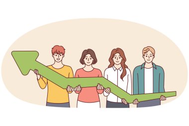 Erkek ve kadınlardan oluşan bir ekip Green Arrow 'u bir arada tutarak gelişmeyi ve başarı işini sembolize ediyor. Şirket çalışanlarının takım çalışması nedeniyle finansal performansta büyüme kavramı