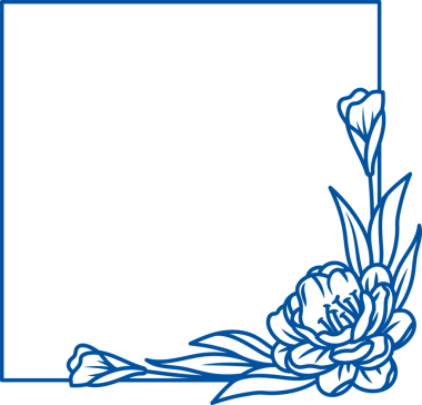 Çiçeklerle süslenmiş kare çerçevenin içinde fotokopi alanı olan botanik kartı. El çizimi.