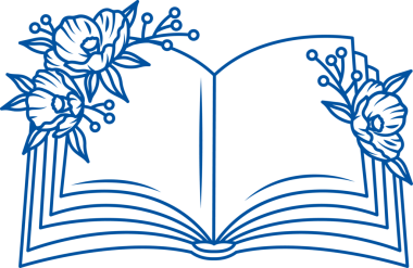 Kitapçı için çiçeklerle süslenmiş boş bir kitap ya da ücretsiz edebiyatla süslenmiş kütüphane afişi tasarımı. Sınava hazırlanan kitap kurdu için ilginç kurgu romanı ya da eğitici bilgi içeren kitabı aç