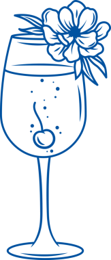 Beyaz şaraba dayanan bir bardak alkollü kokteyl ve küçük çiçeklerle süslenmiş kiraz. Denizde yüzdükten sonra tazelenmeye gelen turistlerle plaj barı için nefis bir kokteyl.