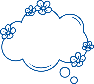 Sohbet bulutu, dedikoduyu ya da sohbete katılan kişinin düşüncelerini sembolize eder. Bahar indirimlerini duyurmak ve mevsimlik satışları konuşmak için çiçeklerle süslenmiş sohbet bulutu