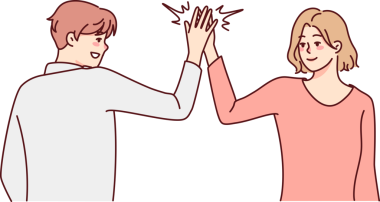 Gülümseyen insanlar beşlik çakar