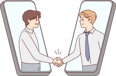 Gülümseyen iş adamları internette tokalaşıyor