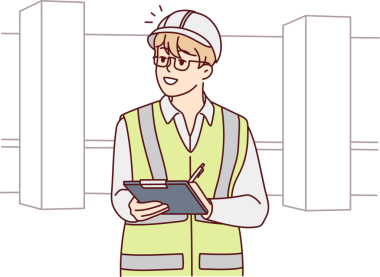 İnşaat alanında kask takan erkek mühendis.