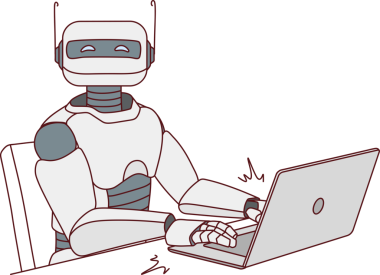 Masada dizüstü bilgisayarda çalışan robot.