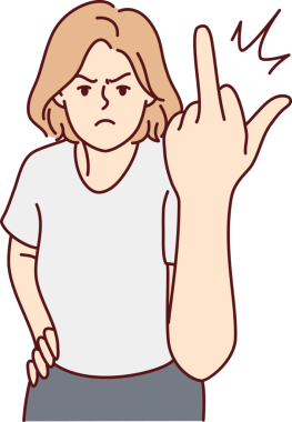 Angry woman show fuck you gesture