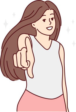 Gülümseyen kadın ekranı işaret ediyor