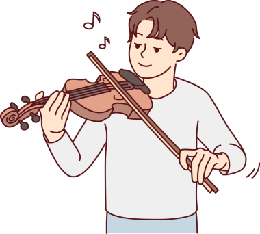 Mutlu adam keman çalıyor.