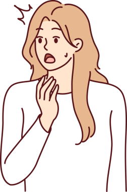 Genç bir kadın beklenmedik bir olay gördüğünde ya da şok reaksiyonu gördüğünde ağzını açar.