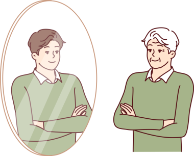 Yaşlı bir adam aynanın karşısına geçer ve kendini genç bir adam olarak görür.