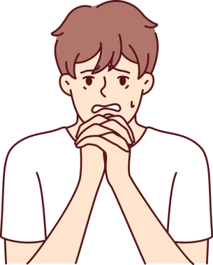 Heyecanlı adam, ortaya çıkan problemleri çözmek için Tanrı 'dan yardım diliyor.