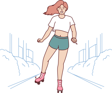 Kadınlar şehirde gezmek ve sıcak yaz günlerinde temiz hava almak için paten kullanır.